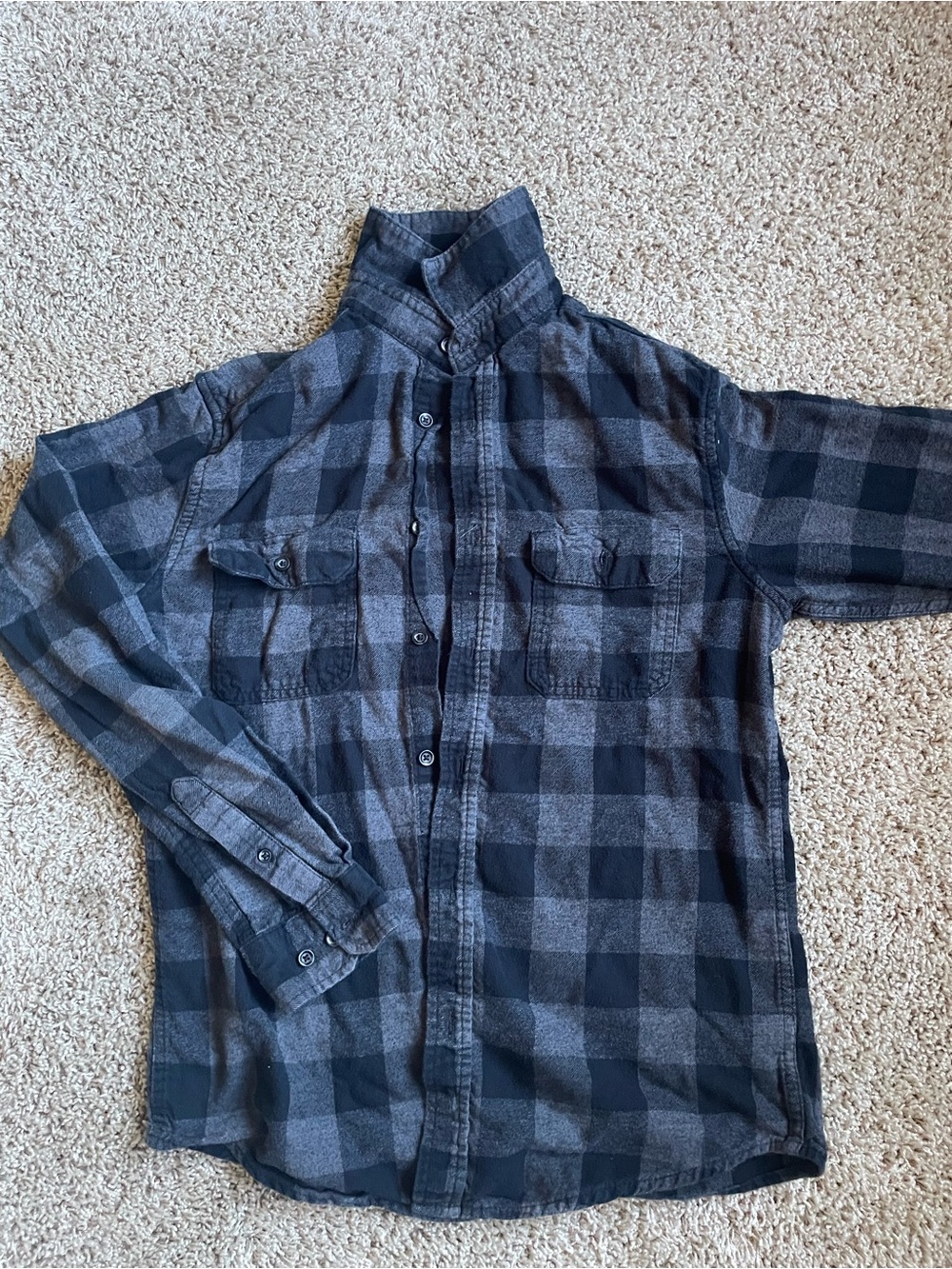 Goodfellow & Co Black and Gray Plaid Button-Down Shirt
